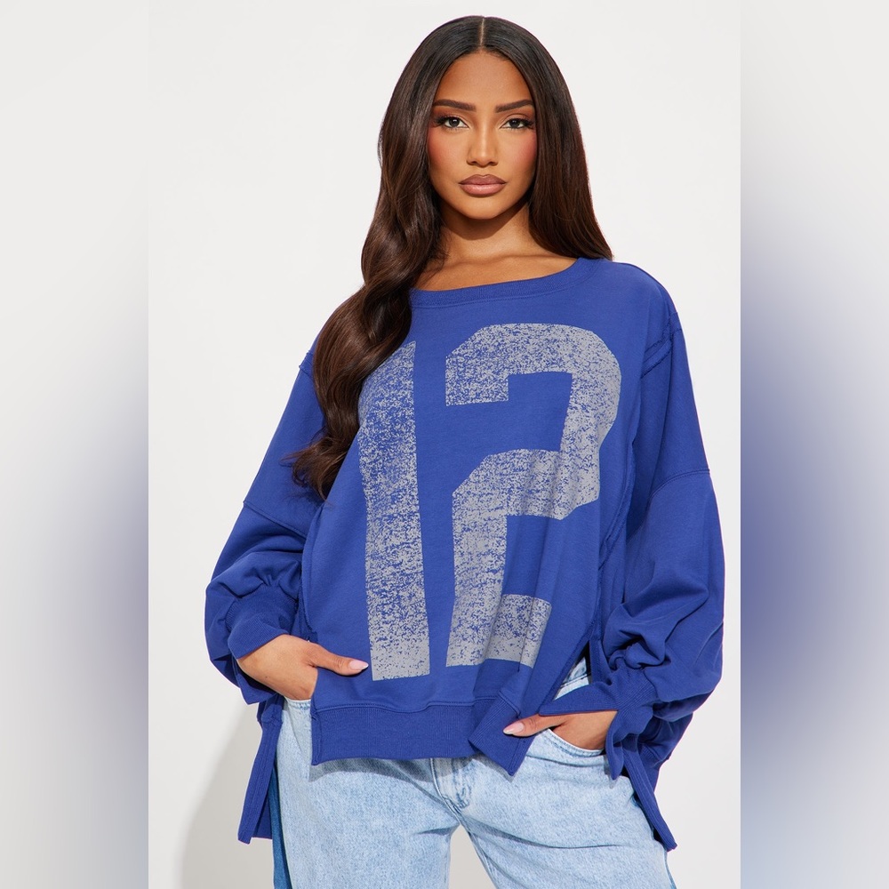 NWT ATHLETIC OVERSIZED SEAMED SWEATSHIRT, ROYAL BLUE, VARIOUS SIZES